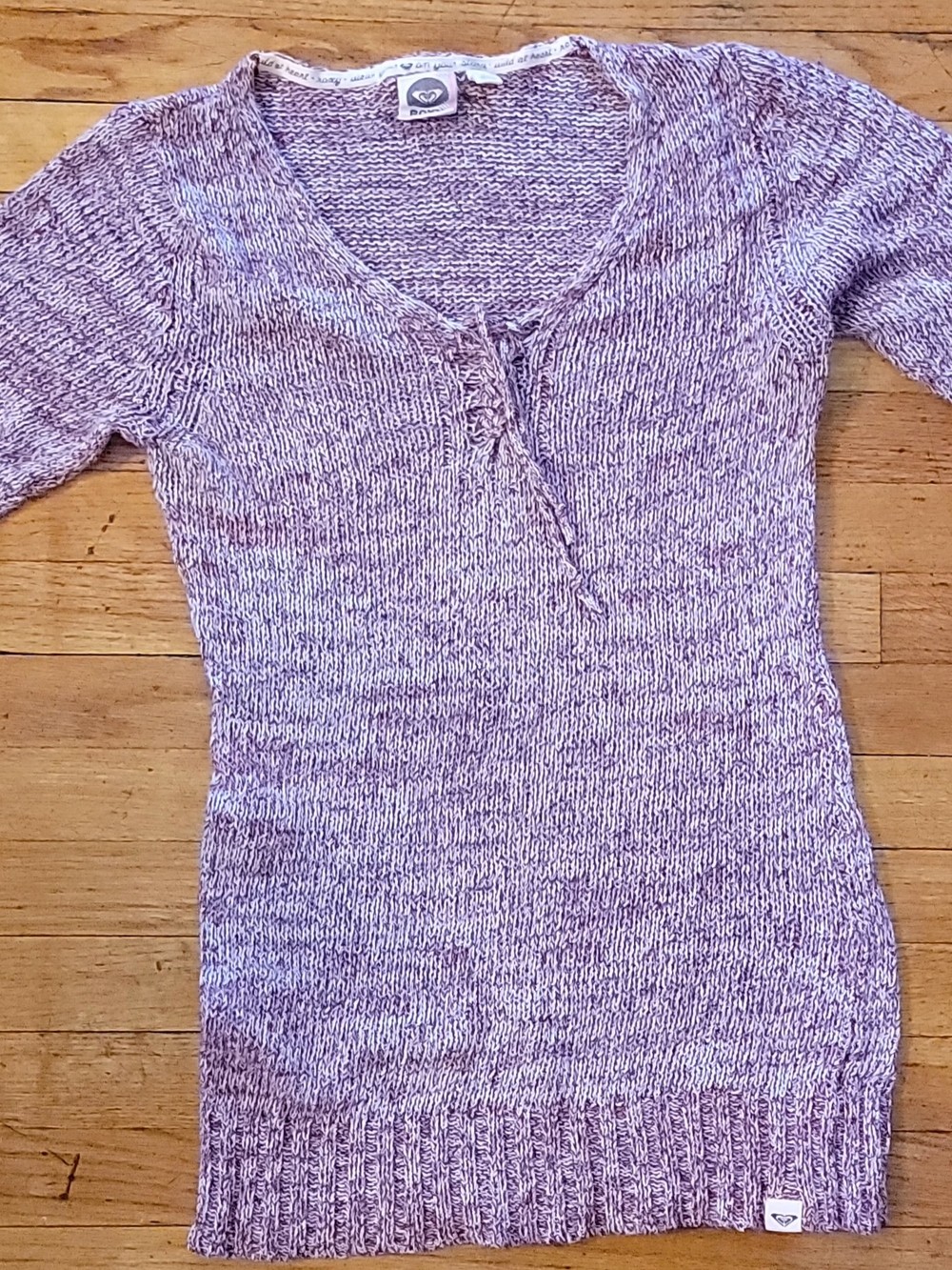 Roxy Lavender Knit V-Neck Sweater